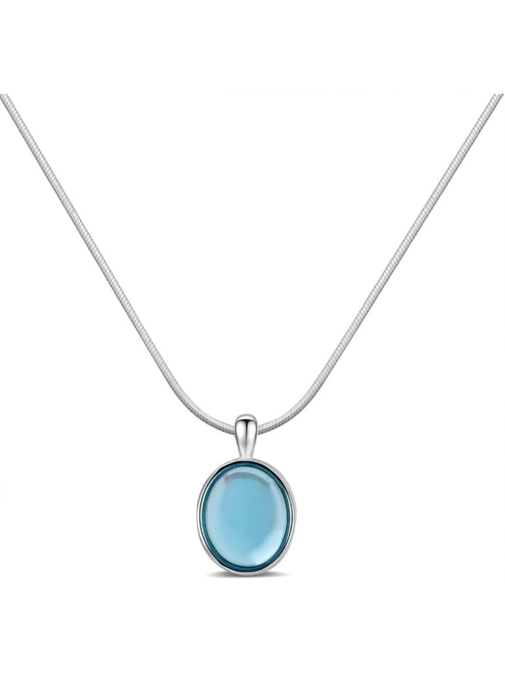 Elegant Birthstone Necklace for Women - Silver Chain Oval Gemstone Pendant